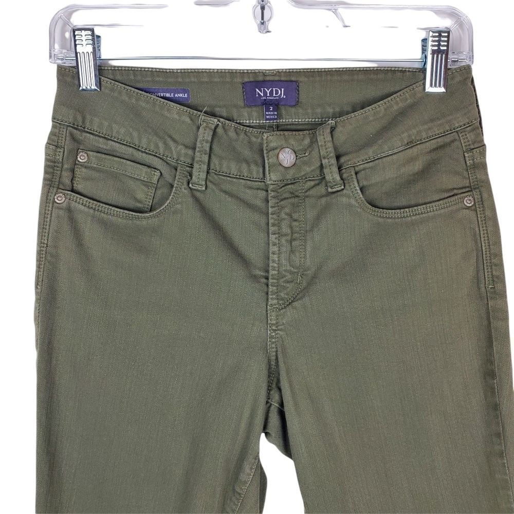 NYDJ ALINA Convertible Ankle Lift Tuck Denim Olive Green Skinny Jeans High Rise - Picture 3 of 8